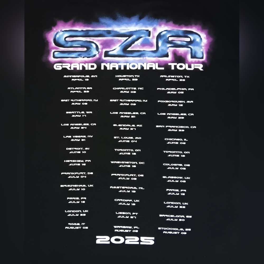 OFFICIAL SZA Grand National Tour 2025 T-shirt Over Size Rap Hip Hop R&B Blues - Picture 6 of 6